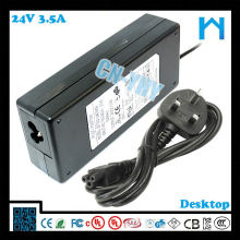 single output ac dc adapter 84w 24v 3.5a LED LCD CCTV and Desktop Devices with CE FCC GS C-tick, UL/CUL